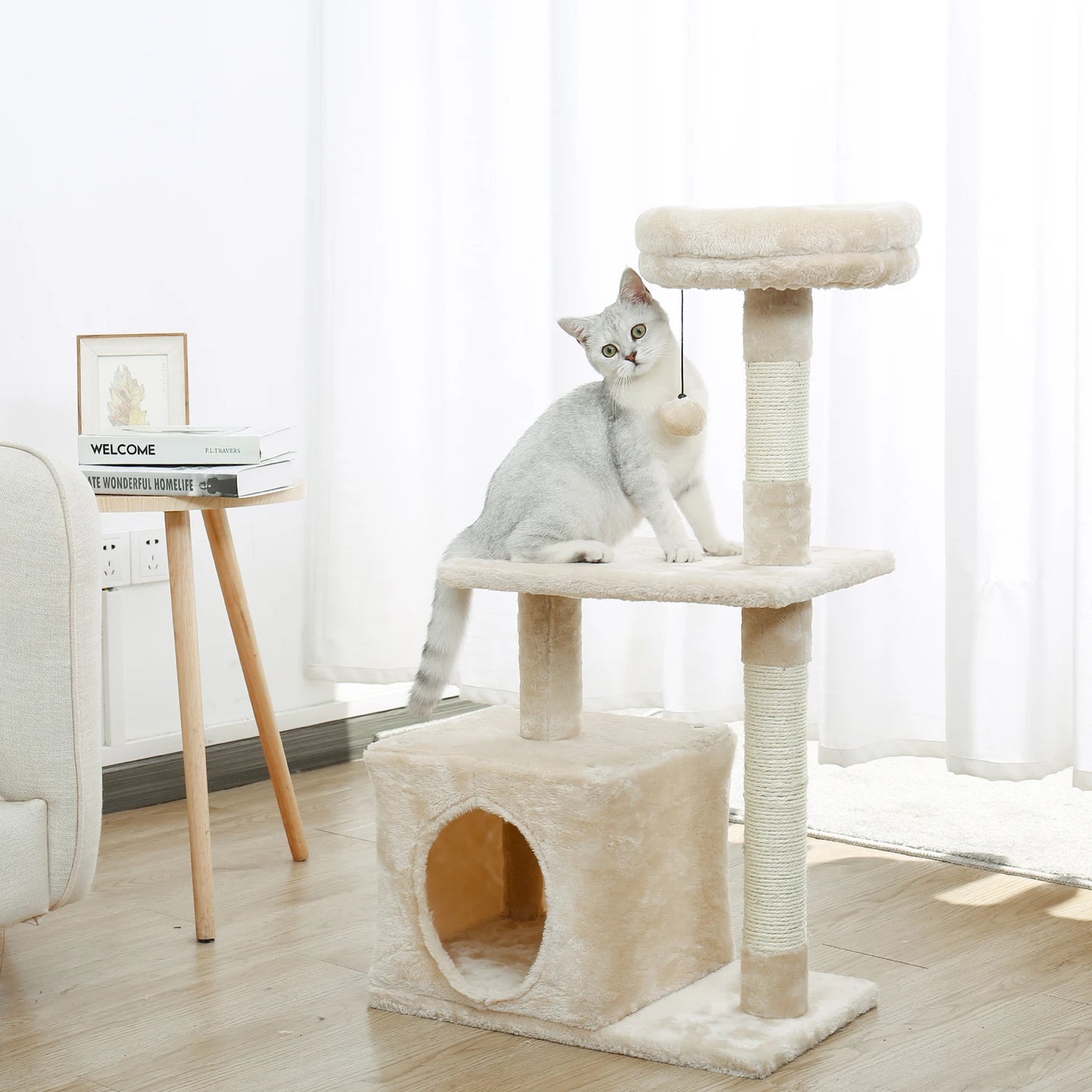 Small Cat Tree with Sisal Scratching Posts and Condo
