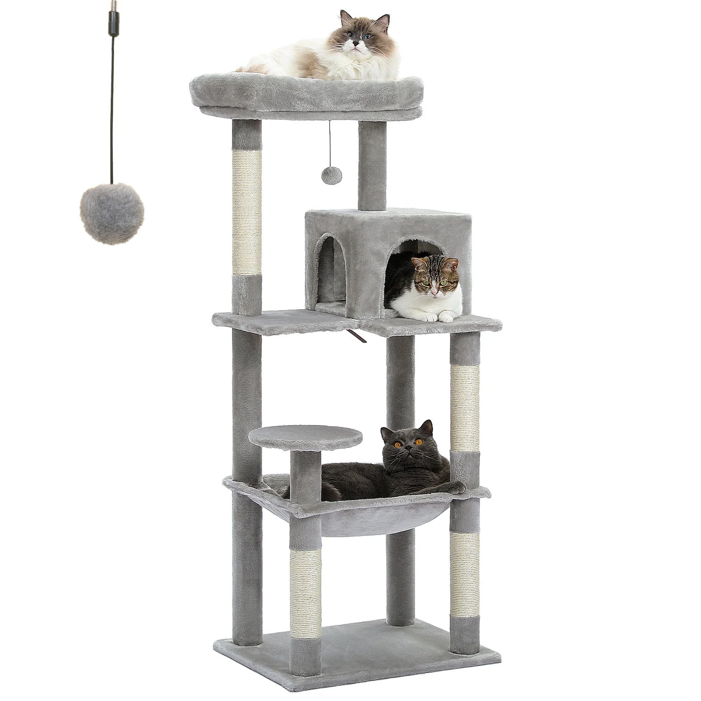 Cat Tree for Indoor Cats 5-Level Tower with Large Hammock