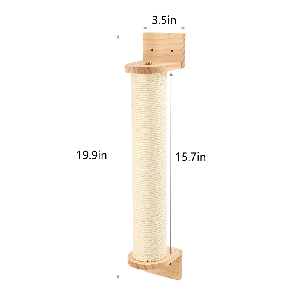 Cat Climbing Shelf Wall Mounted Four Step Stairway With Sisal Scratching Post For Cats