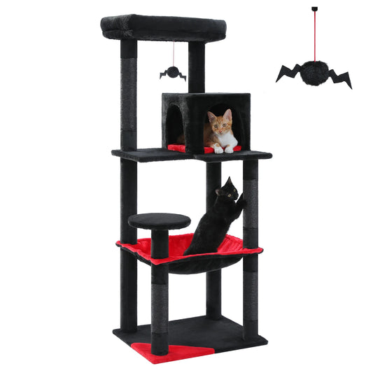 Gothic Cat Tree for Indoor Cats Tall Cat Tower with Hammock