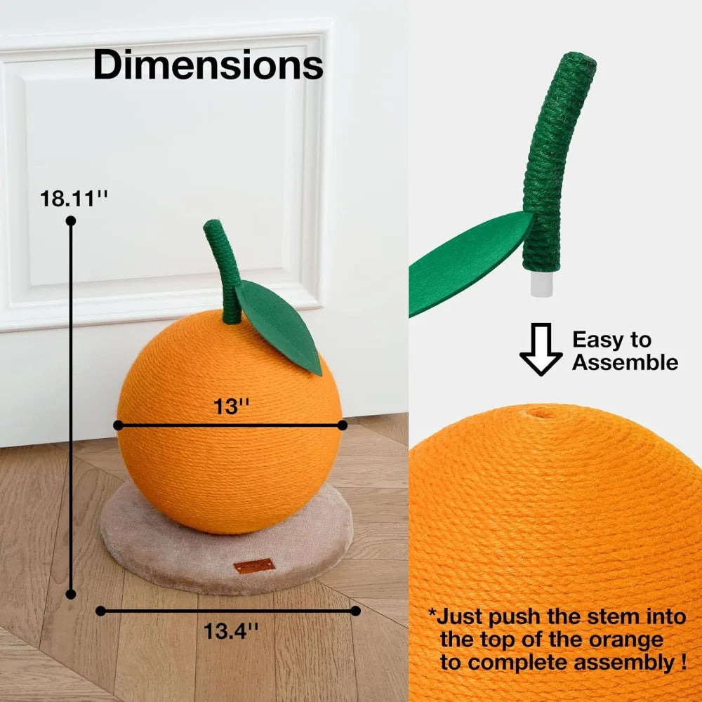 Orange Cat Scratching Post, Cute Sisal Cat Scratcher