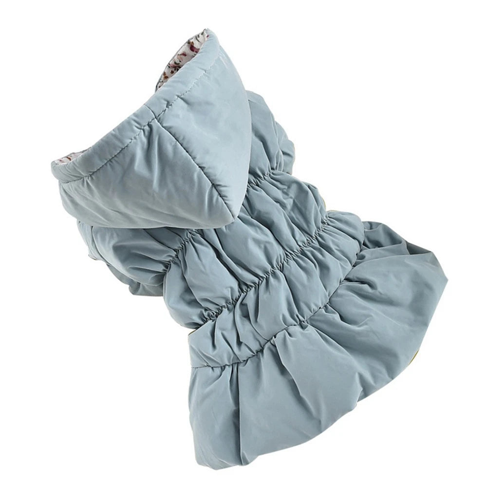 Winter Warm Pet Dog Coat Dogs Hoodies Cute Floral Dress