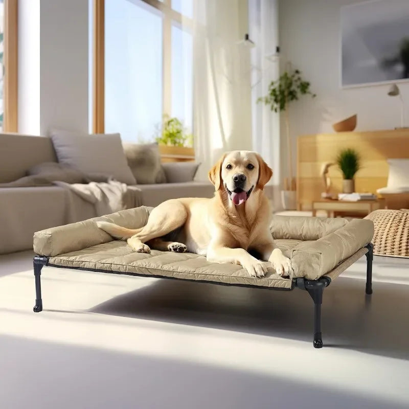 Cooling Elevated Dog Bed with Waterproof Pillow-Top Mat