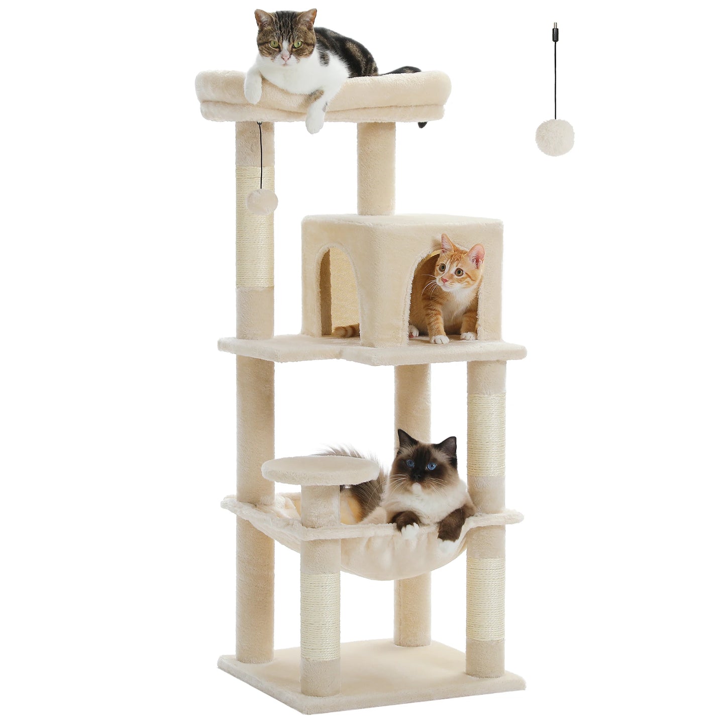 Cat Tree for Indoor Cats, 5-Level Tower with Hammock