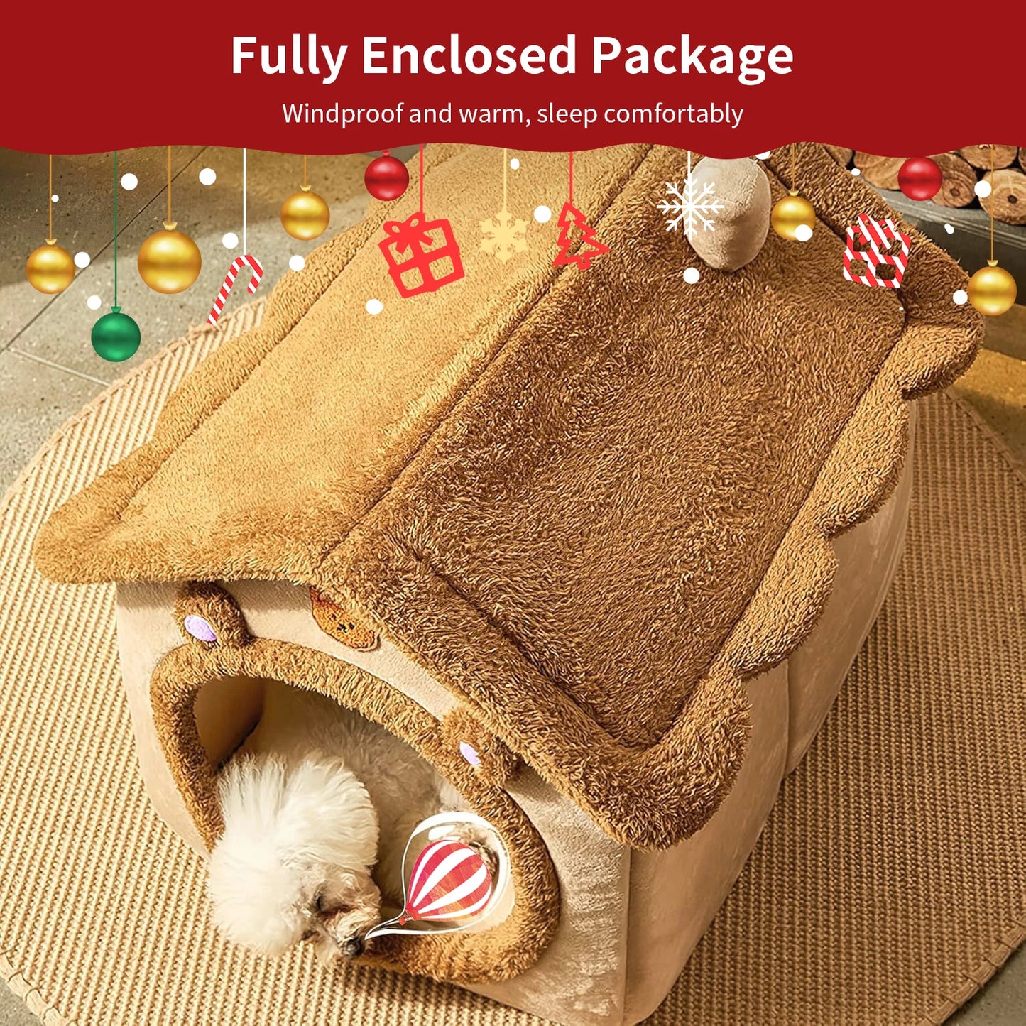 Pet Bed for Cats and Dogs - Cozy Indoor Shelter with Cushion