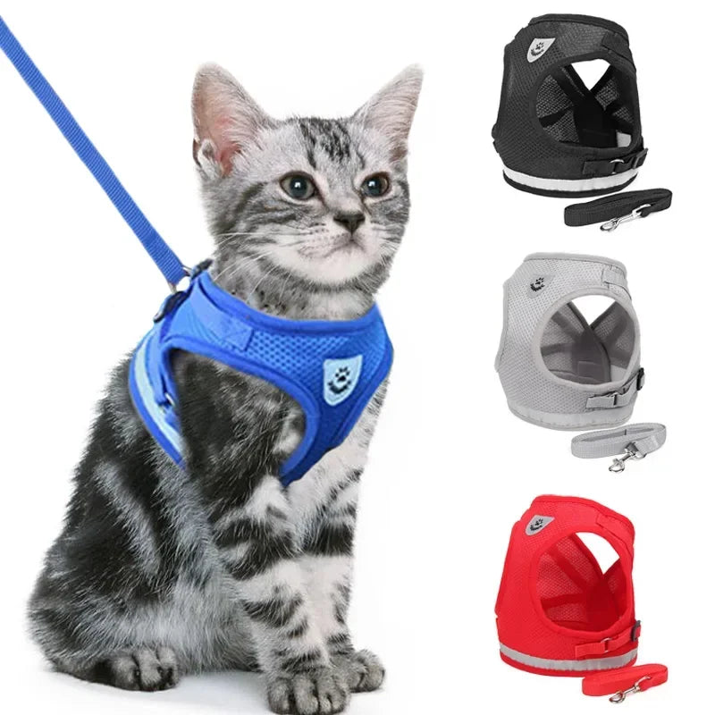Cat Dog Adjustable Harness Vest Walking Lead Leash For Puppy