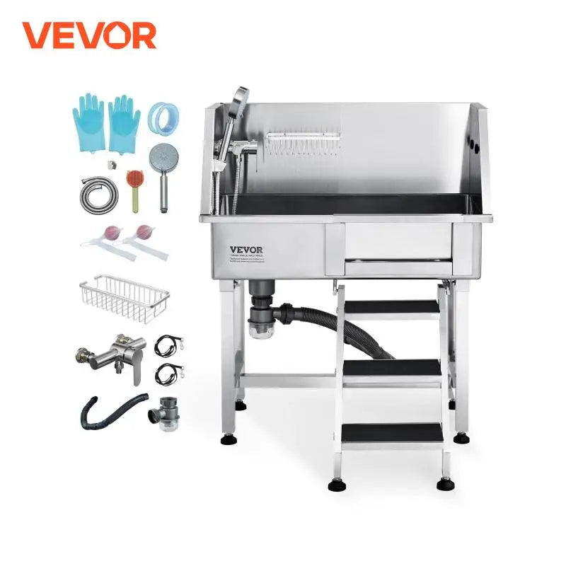 VEVOR 34" Pet Dog Bathing Tub Stainless Steel Grooming Sink