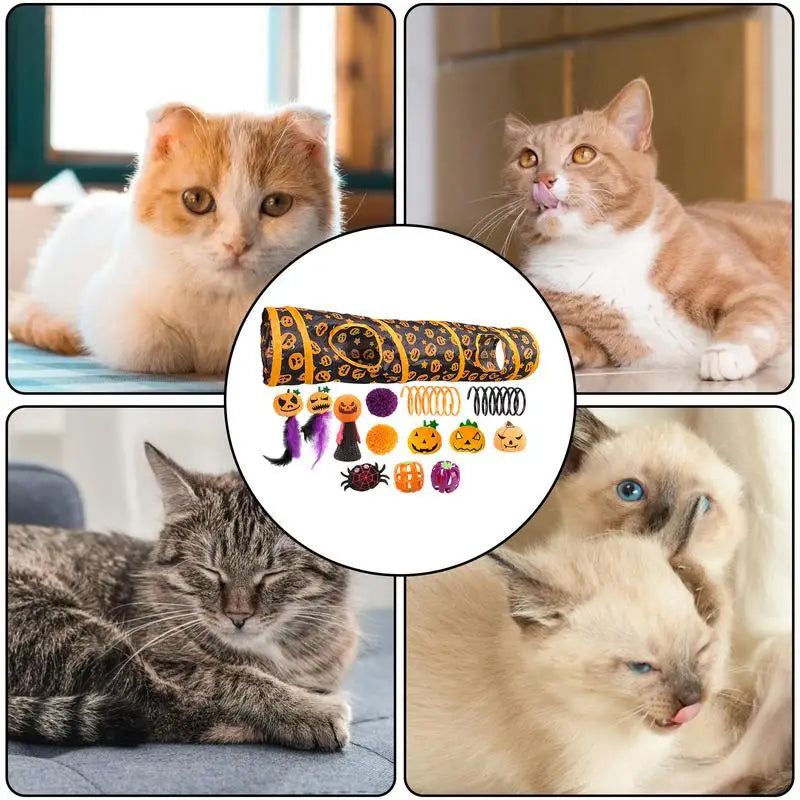 Cat Tunnels For Indoor Cats Halloween Peekaboo Cave Toy