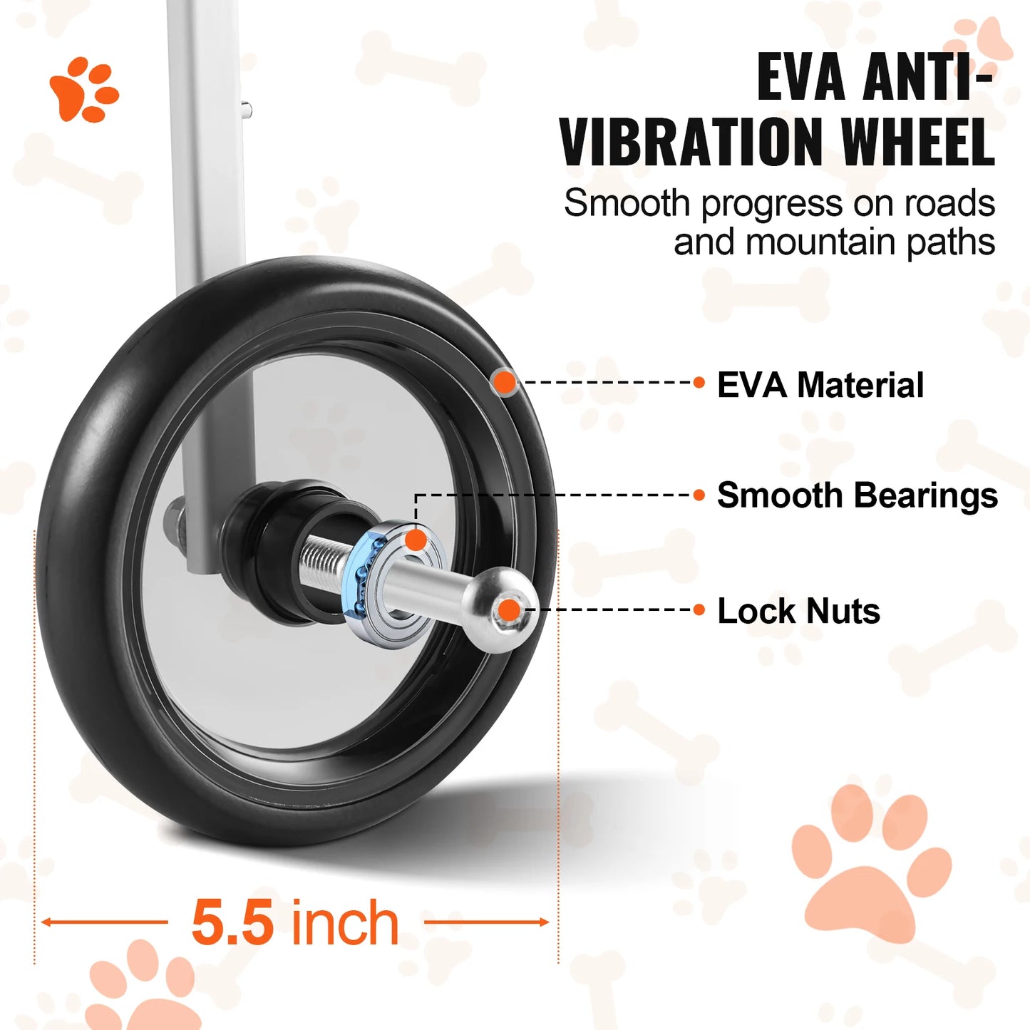 VEVOR 2 Wheels Dog Wheelchair for Back Legs Pet Cart