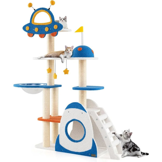 64.5 Inch Space-Themed Cat Tree with UFO Top Perch