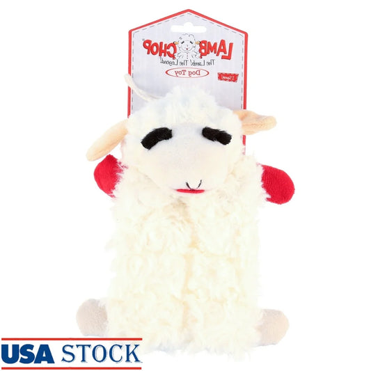 Lamb Chop Plush Dog Toy Squeaker Mat 9 Inch Soft Cuddly