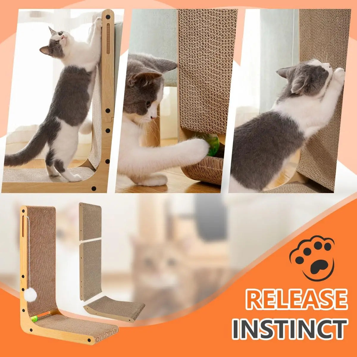 L Shape Cat Scratcher 23.6 Inch Cardboard Scratch Pad