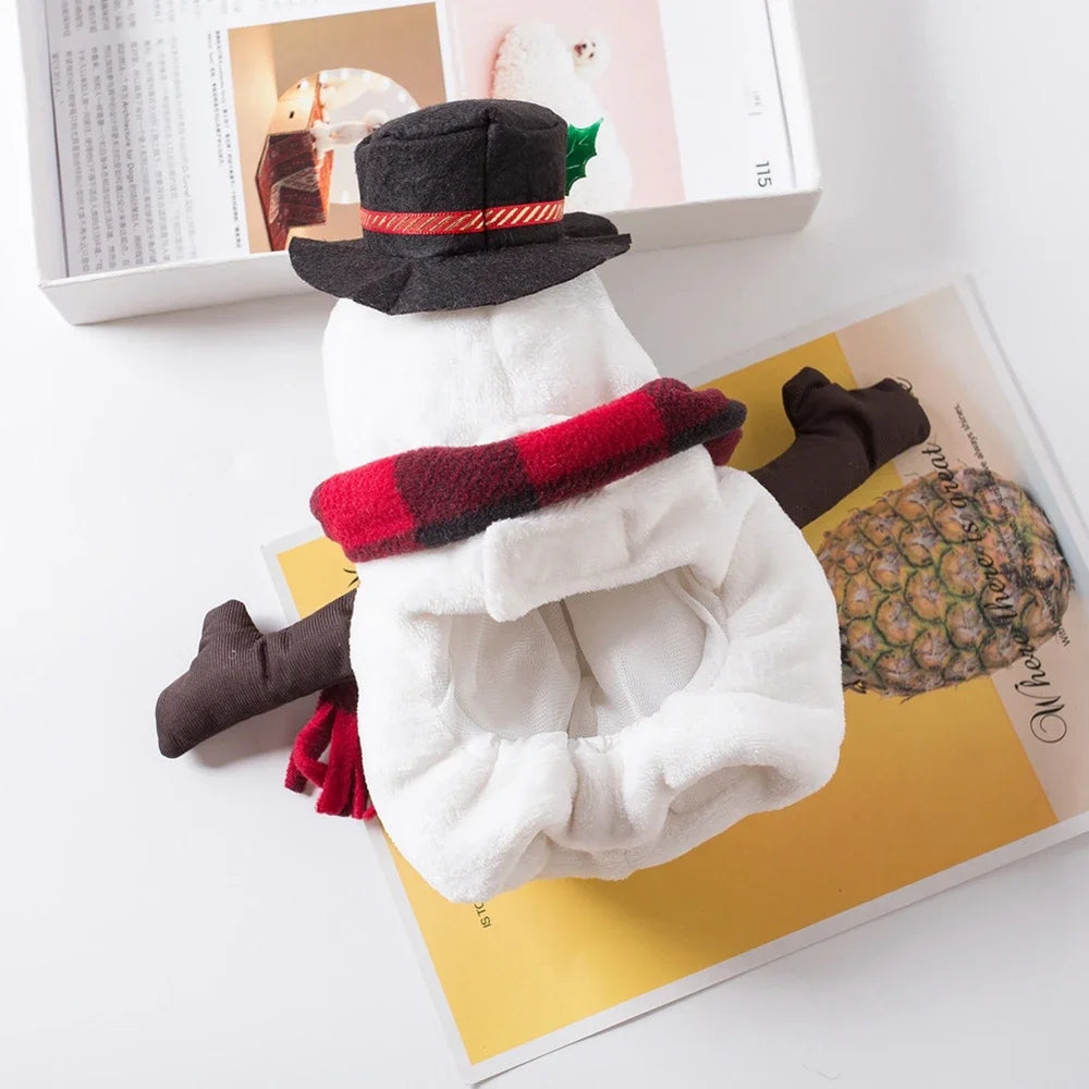 Christmas Snowman Dog Costume Outfits Winter Warm Puppy Cat Apparel