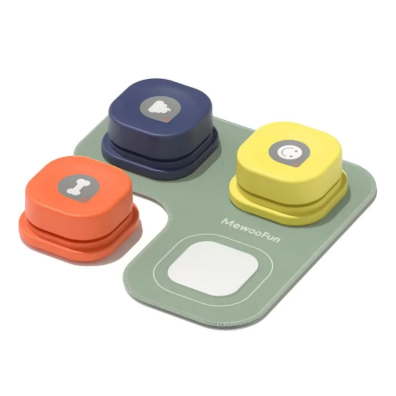 Mewoofun Dog Buttons with Rubber Mat Recordable Dog Talking Buttons Set
