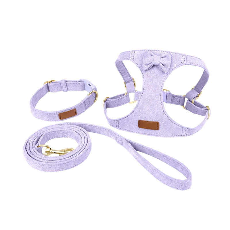 Soft Breathable Dog Collar Harness Leash Set for Small Dogs