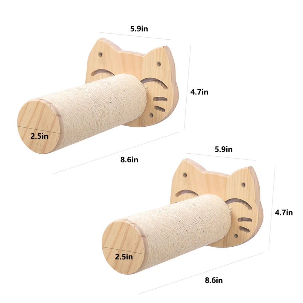 Cat Climbing Shelf Wall Mounted Four Step Stairway With Sisal Scratching Post For Cats