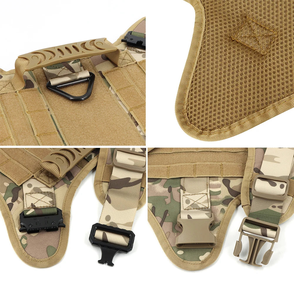 Large Dog Harness Collar Leash Set Military Dog Harnesses