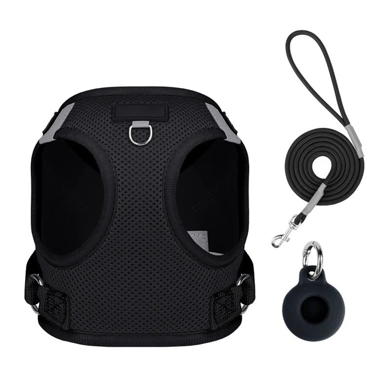 Pet Harness With Airtag Tracker And Leash Sets For Dogs