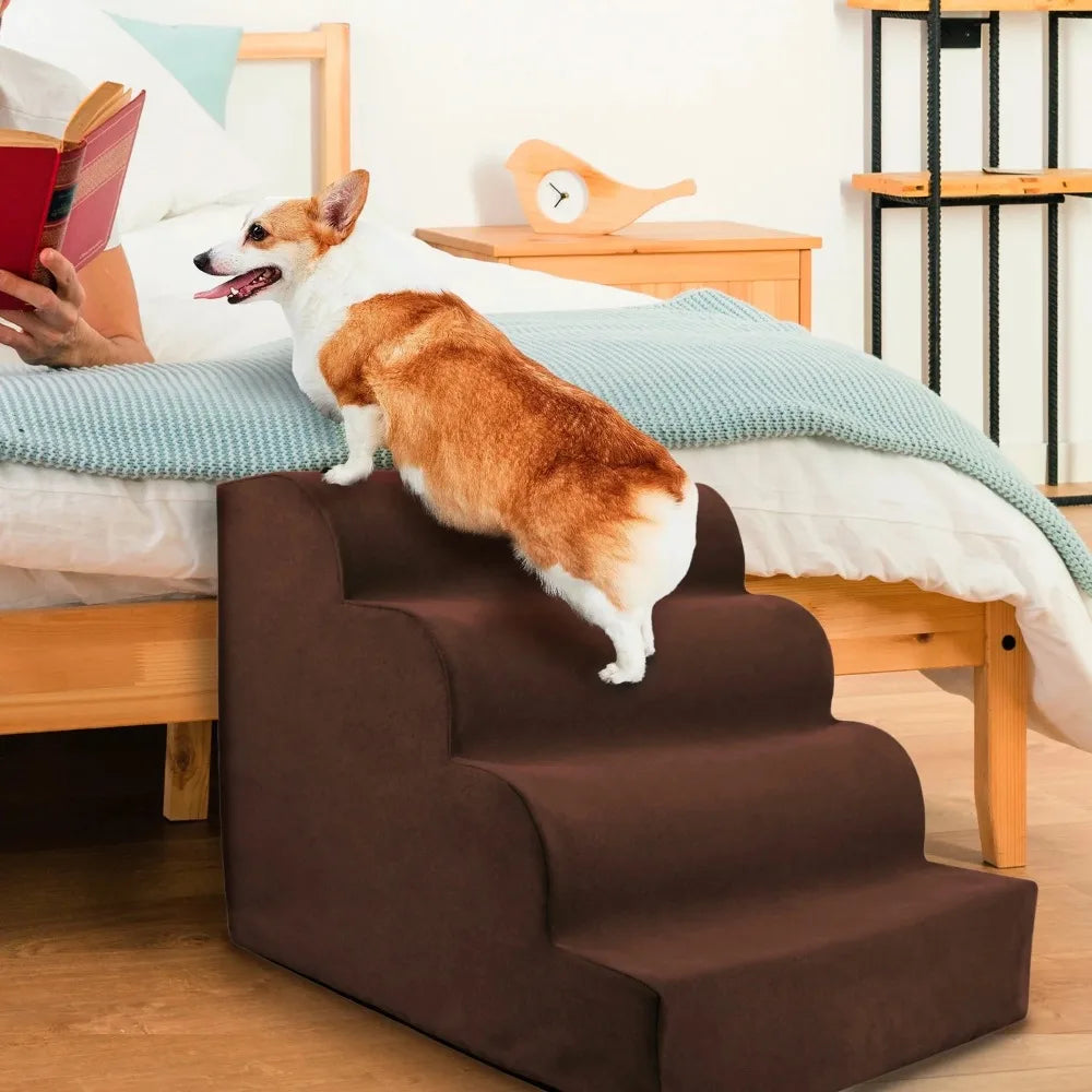 Density Foam 4-Step Pet Stairs for Dogs and Cats Portable