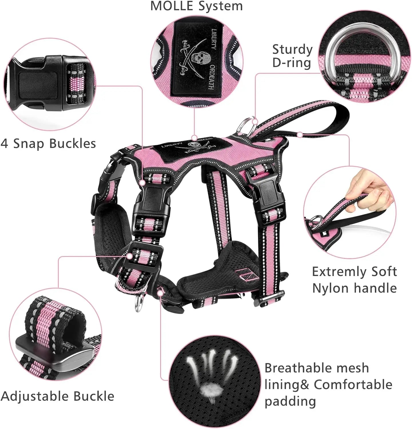 Pet Harness Collar and Leash Set Reflective No Pull Adjustable