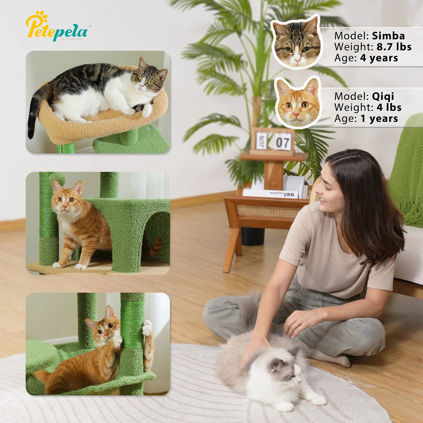 Cat Tree for Indoor Cats, 5-Level Tower with Hammock