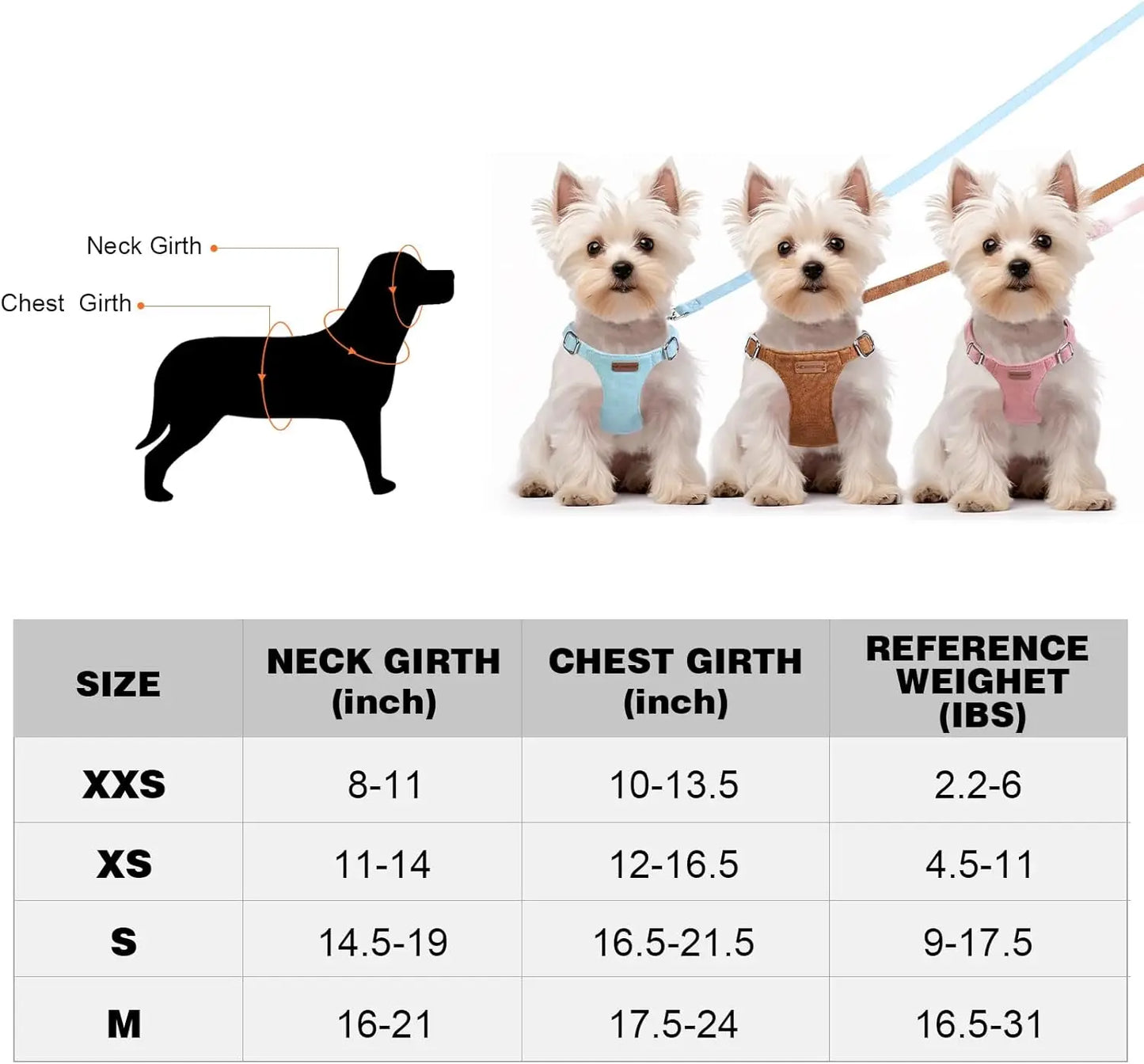 Dog Harness and Leash Set No Pull Adjustable Puppy Harness