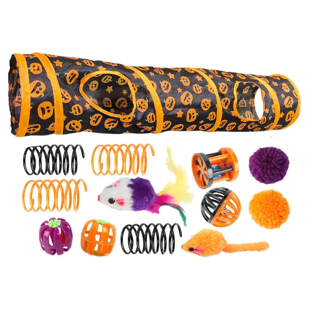 Cat Tunnels For Indoor Cats Halloween Peekaboo Cave Toy