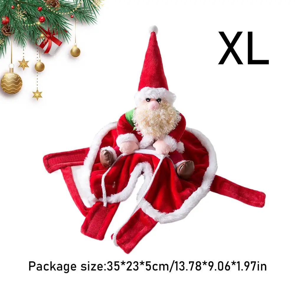 Christmas Dog Costume Santa Claus Clothes Funny Outfit Hat