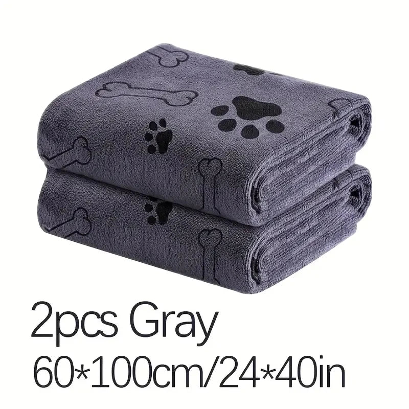 2pcs Soft Microfiber Dog Towels Quick Dry Absorbent Pet Bath