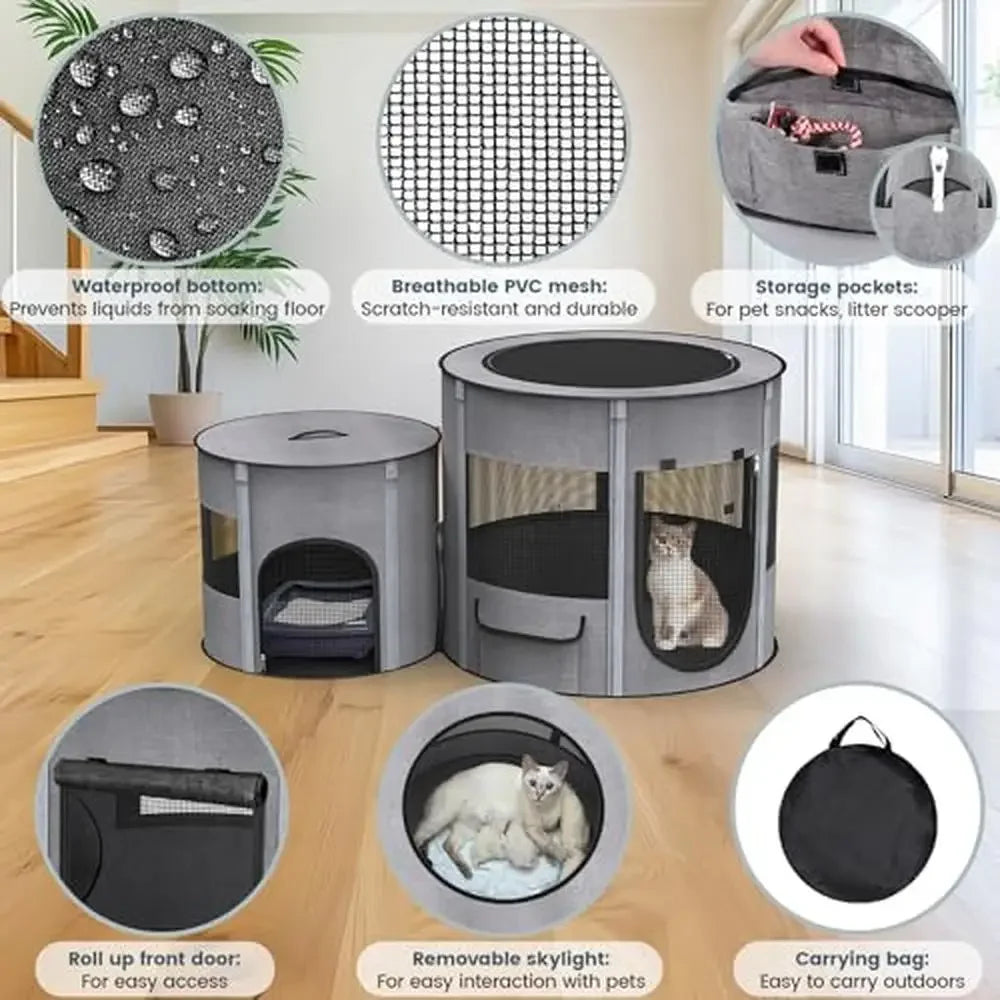 Portable Cat Playpen Tunnel 3-in-1 Foldable Puppy Pen
