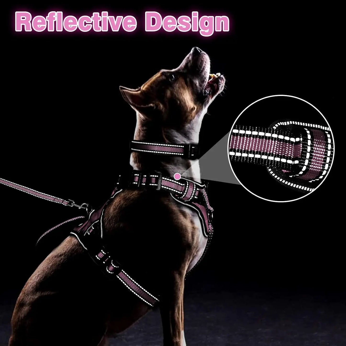 Pet Harness Collar and Leash Set Reflective No Pull Adjustable