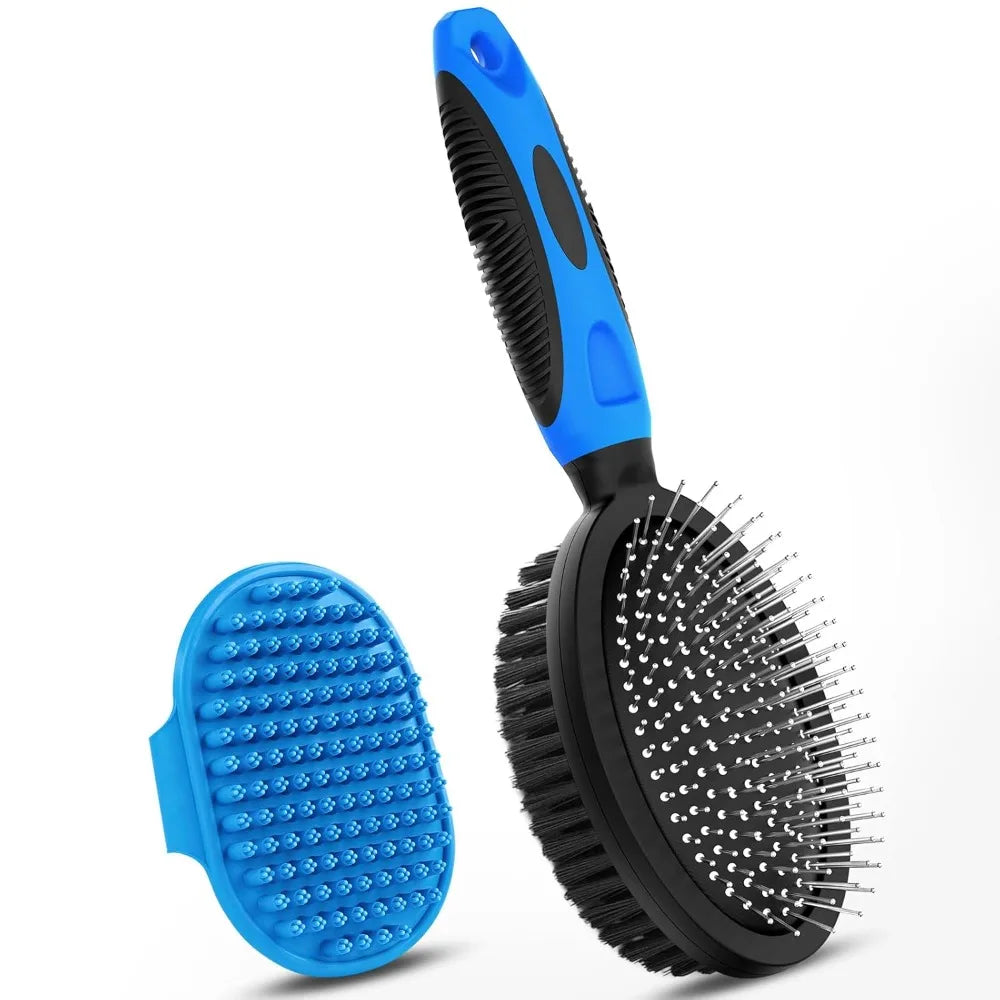 2PCS Dog Grooming Tools - Double-Sided Bath Brush Set