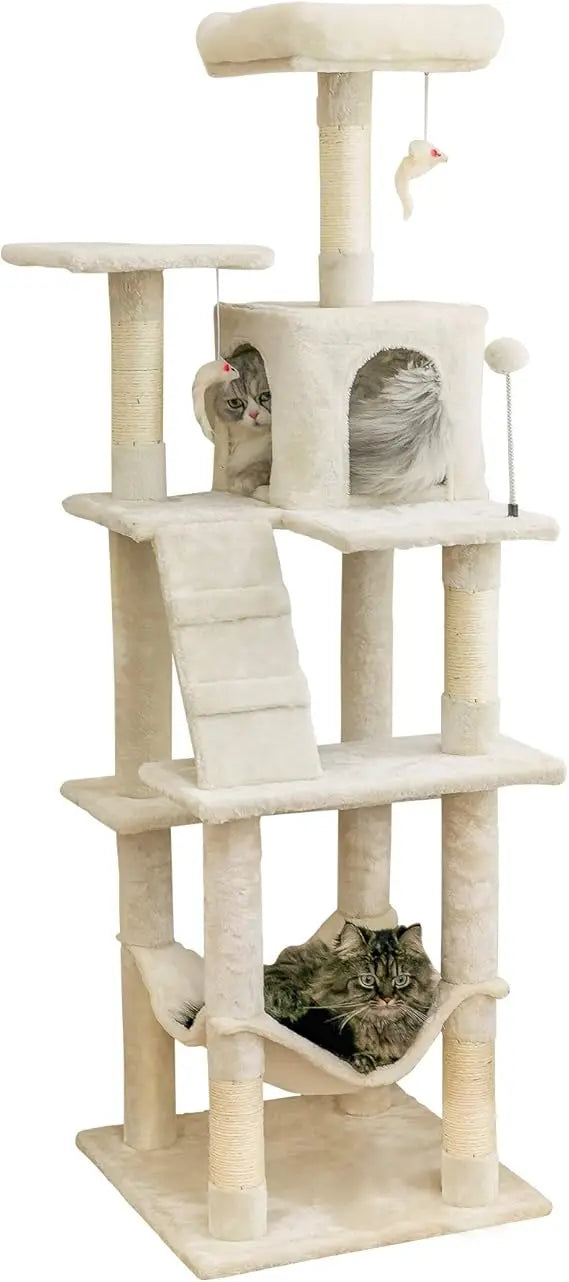 MWPO 63.8 Inches Green Cat Tree for Indoor Cats Multi-Level