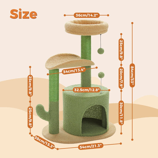 Flower Cat Tree for Indoor Cats with Soft Condo and Toys