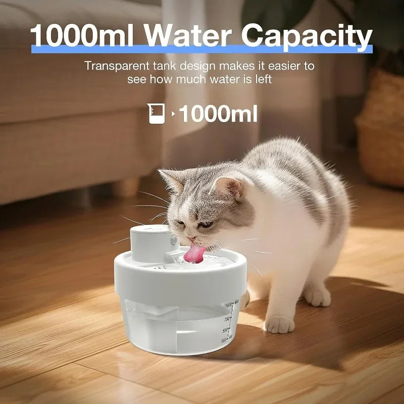 Automatic Cat Water Fountain - Battery Operated Wireless Pet Fountain