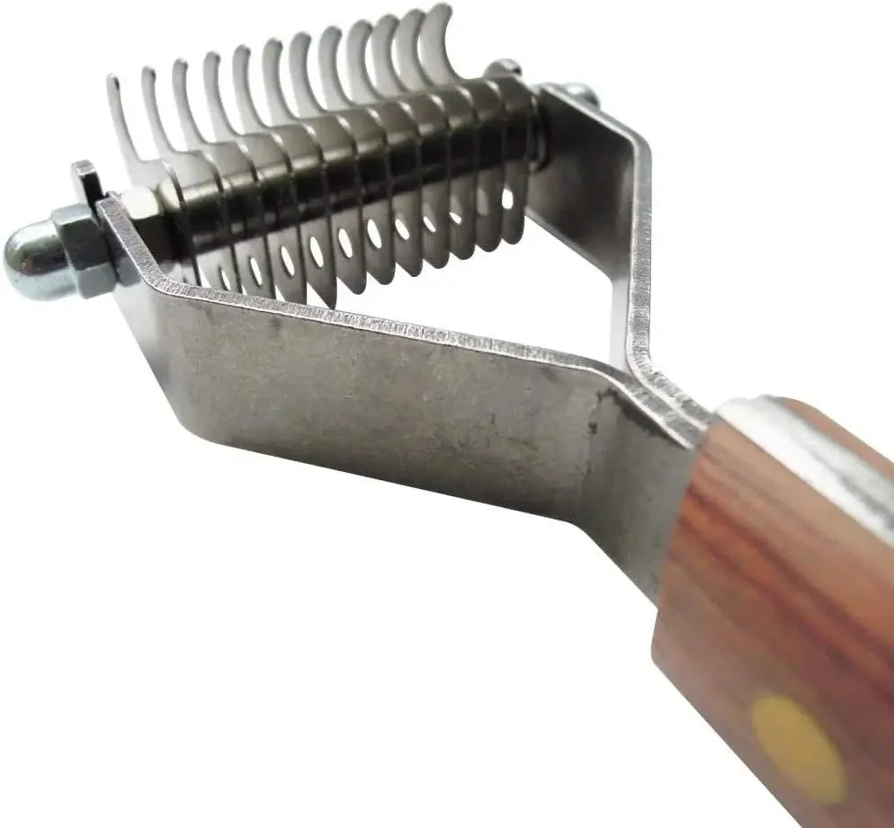 Double Wide Dematting Undercoat Grooming Rake Tool for Dogs and Cats