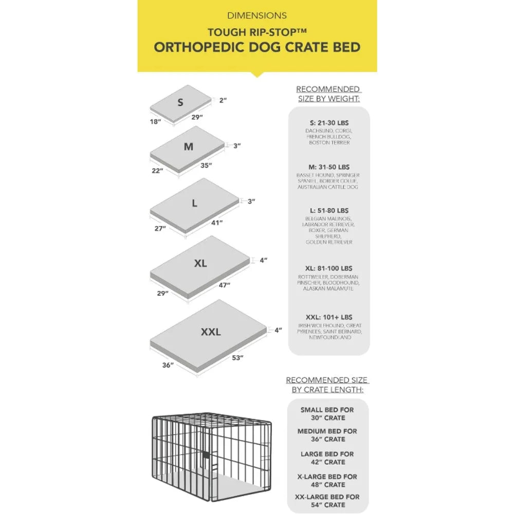 Tough Rip-Stop Orthopedic Dog Bed with Washable Cover