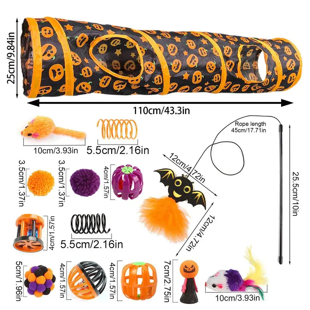 Cat Tunnels For Indoor Cats Halloween Peekaboo Cave Toy