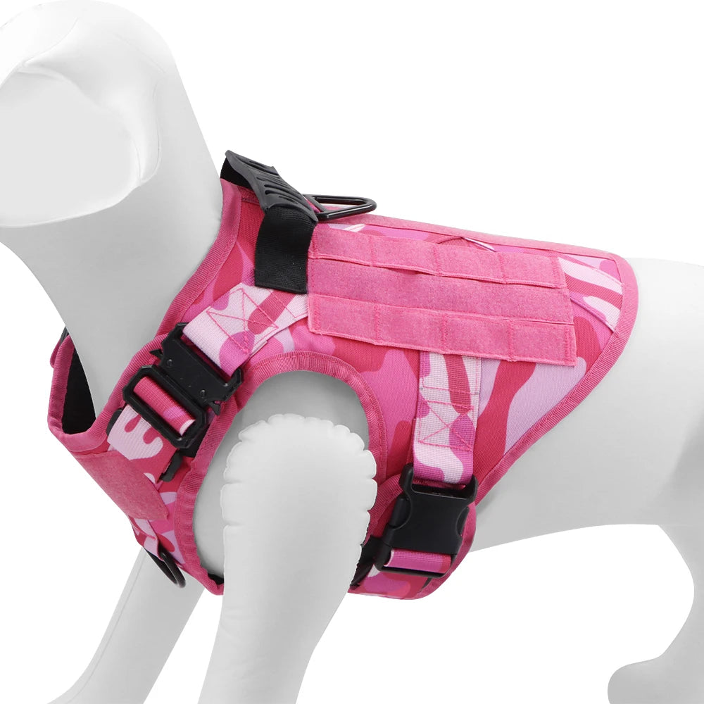 Military Pink Camouflage Dog Harness For Large Medium Dogs