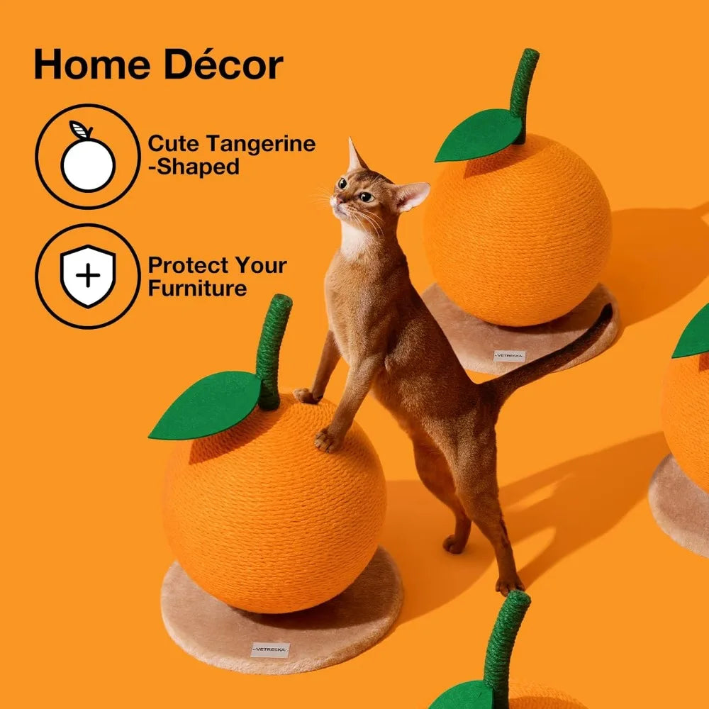 Orange Cat Scratching Post, Cute Sisal Cat Scratcher