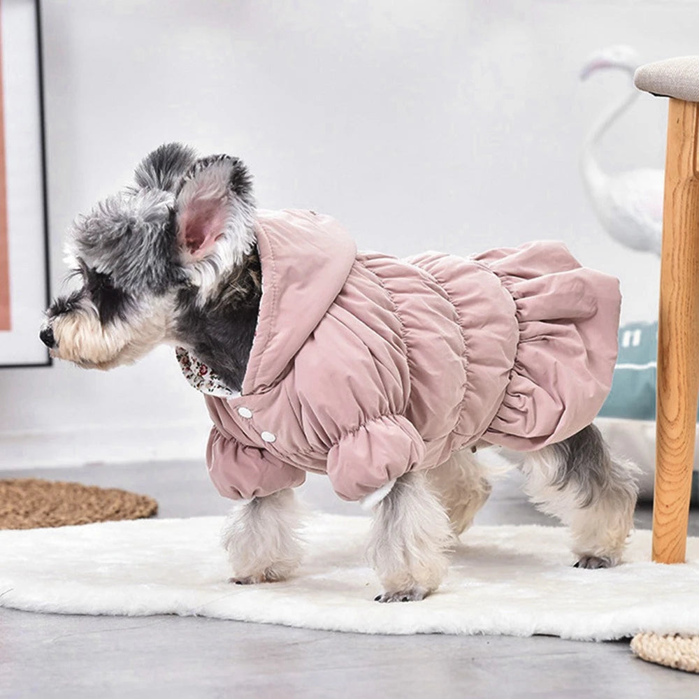 Winter Warm Pet Dog Coat Dogs Hoodies Cute Floral Dress