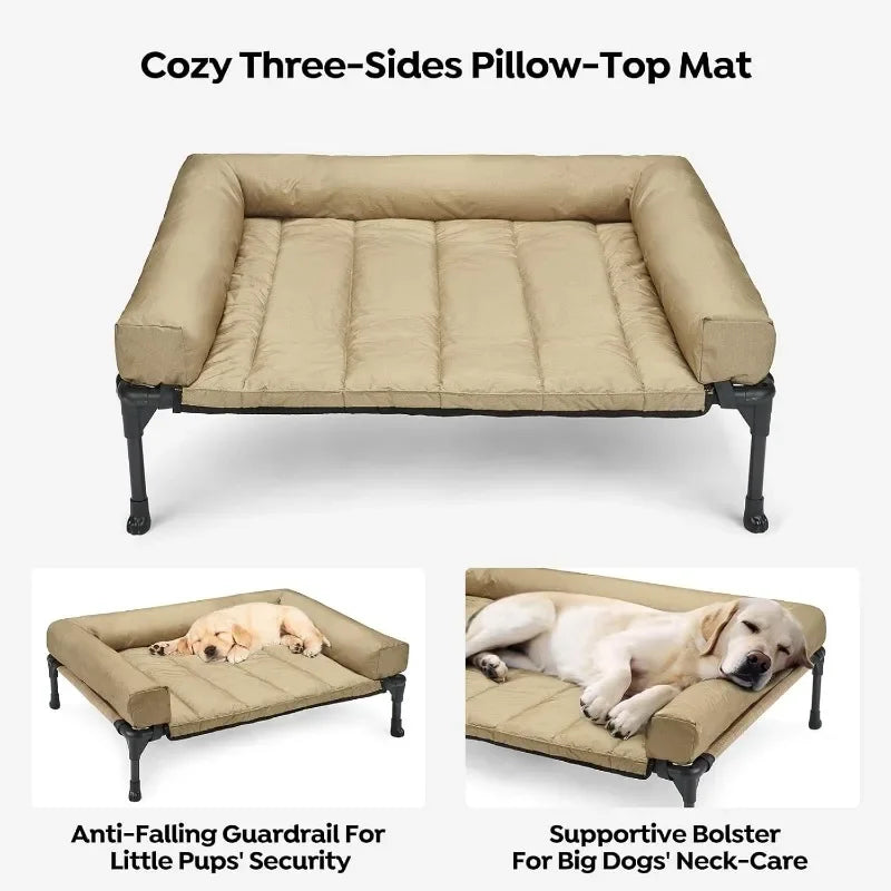 Cooling Elevated Dog Bed with Waterproof Pillow-Top Mat