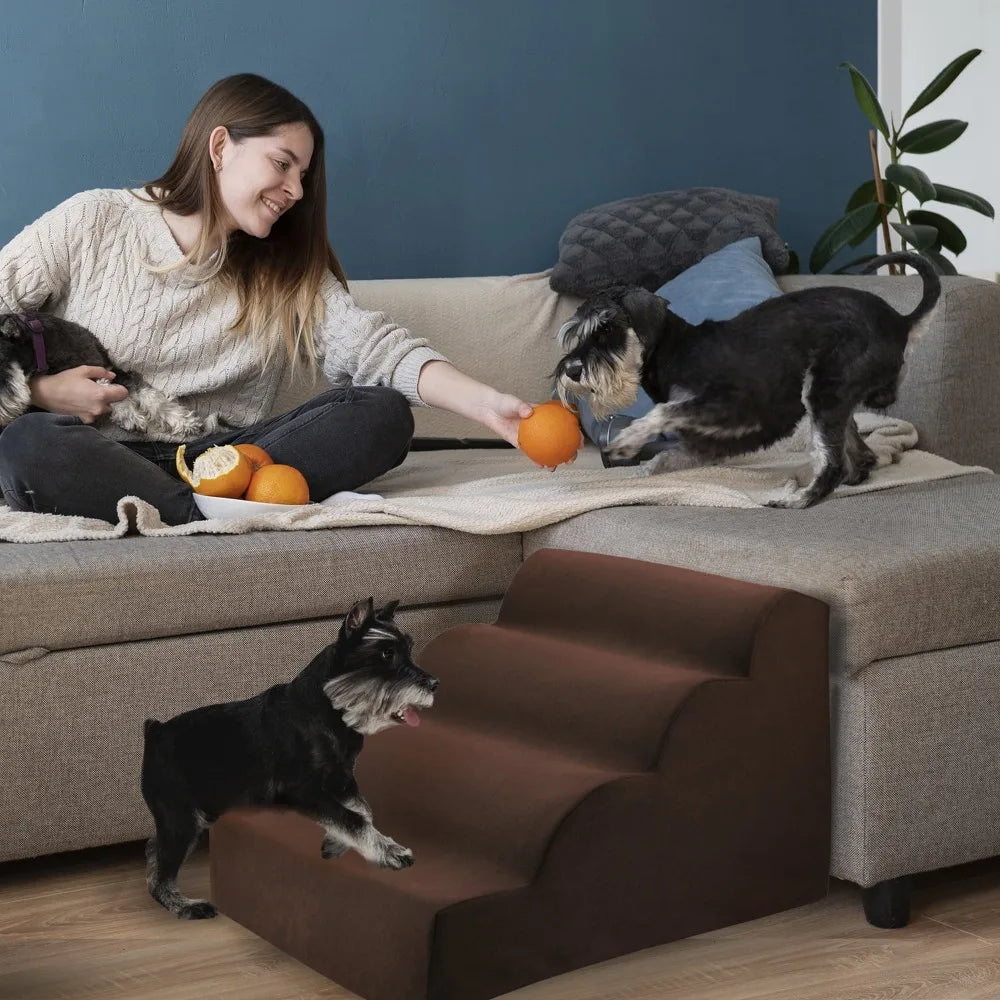 Density Foam 4-Step Pet Stairs for Dogs and Cats Portable