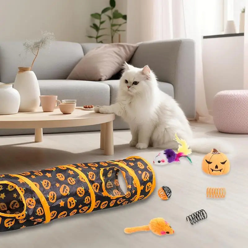 Cat Tunnels For Indoor Cats Halloween Peekaboo Cave Toy