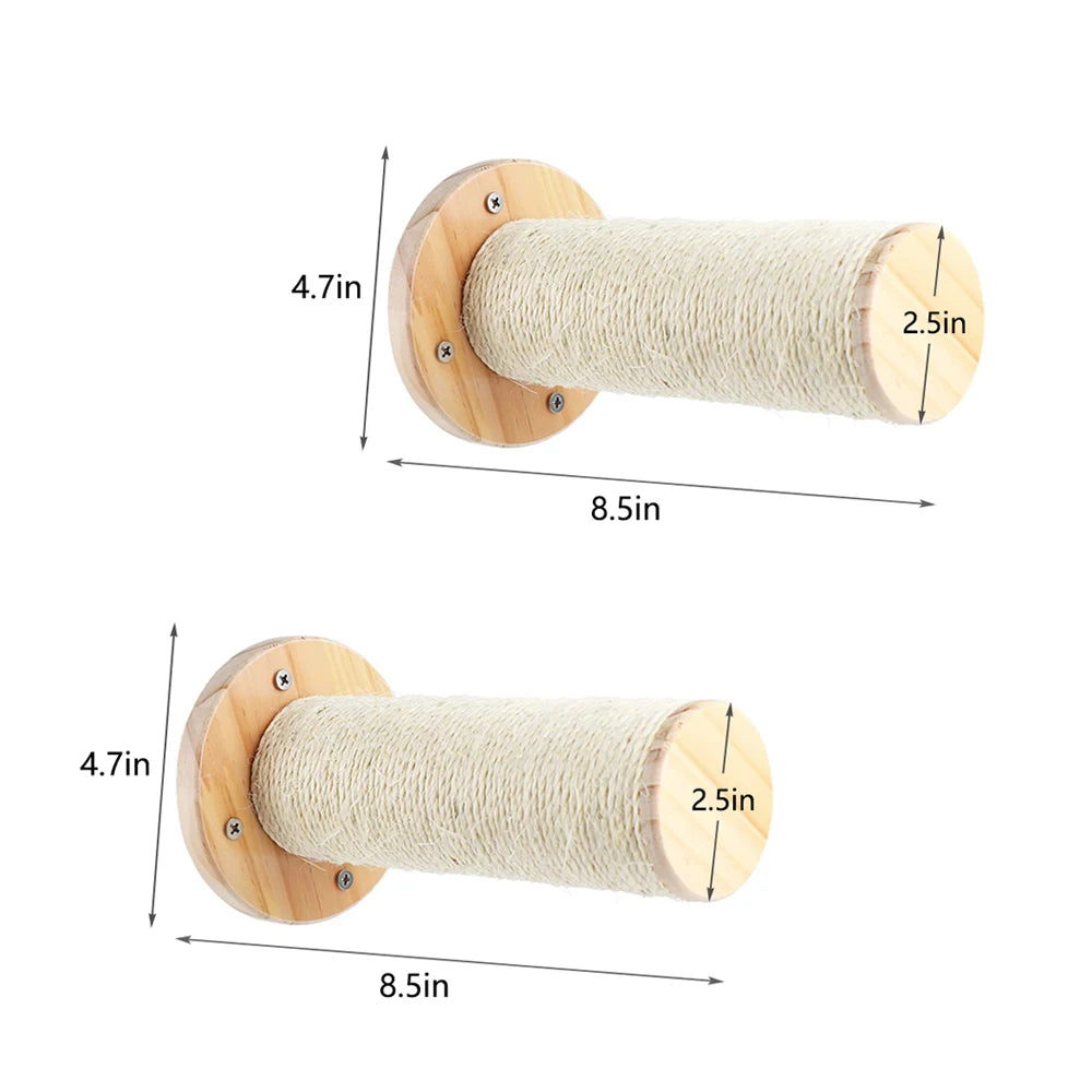 Cat Climbing Shelf Wall Mounted Four Step Stairway With Sisal Scratching Post For Cats